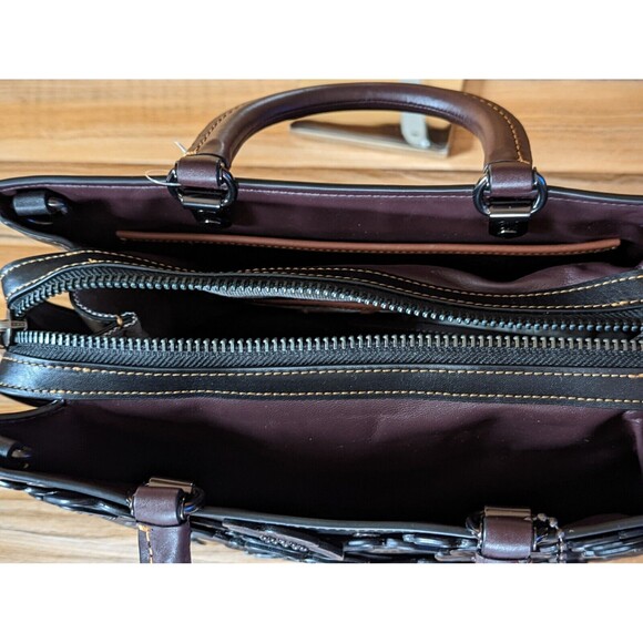 Coach Black Floral Satchel - Picture 5 of 16